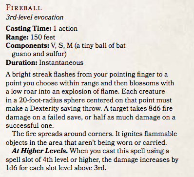 Fireball spell from Basic D&D