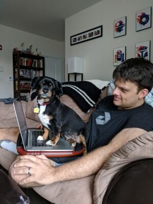 IMG_20180723_164913 I sit at my computer with my small dog, Lilo, standing on the keyboard, blocking me from working